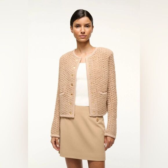 Staud Lisson Cream Jacket Camel Merino Wool Size S - Picture 7 of 12